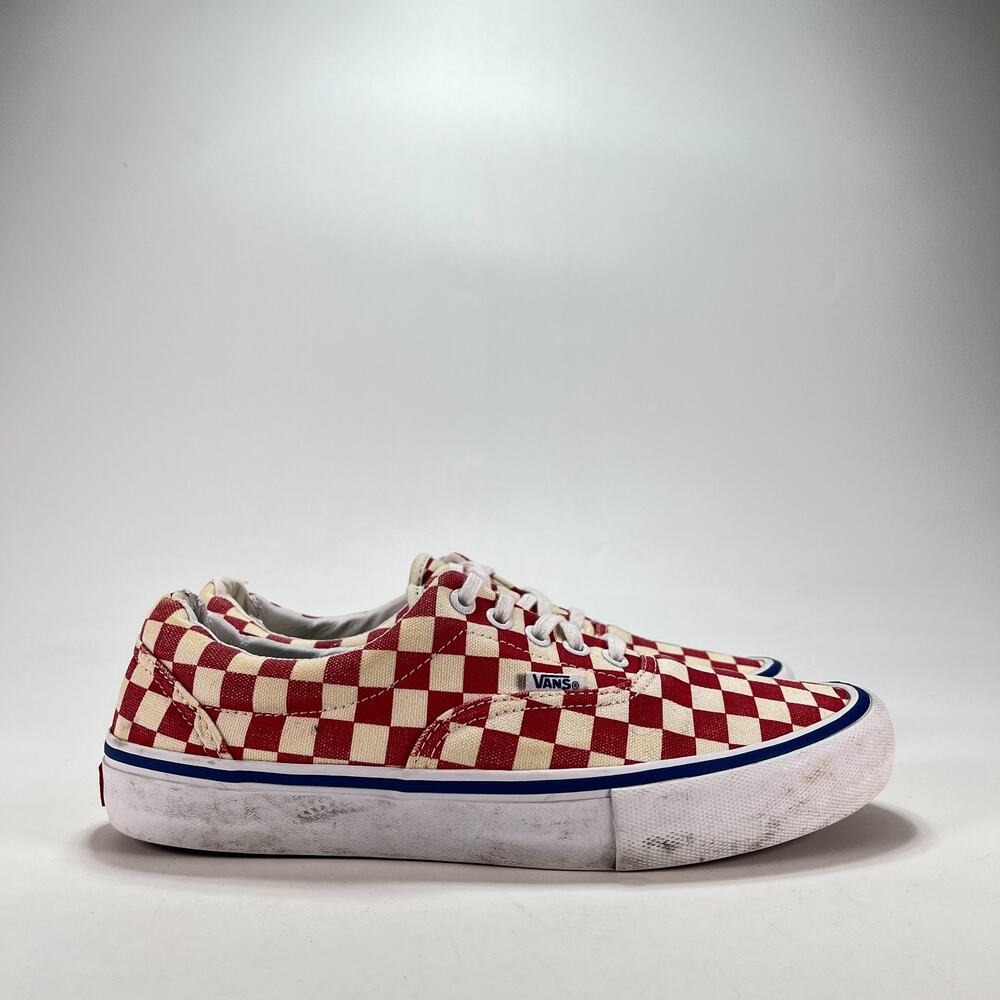 Vans Era Pro Checkerboard Rococco Red White Skate Shoes 721454 Men's Size 9